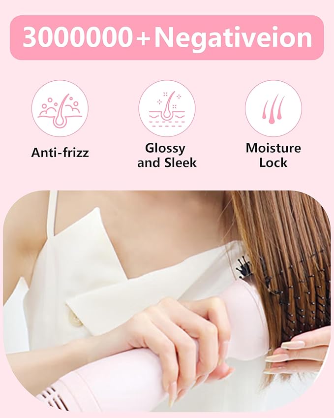 Hair Dryer Brush Blow Dryer Brush in One, 4 in 1 Hair Dryer and Styler Volumizer with Negative Ion Anti-frizz Ceramic Titanium Barrel, Hot Air Dryer Hair Straightener