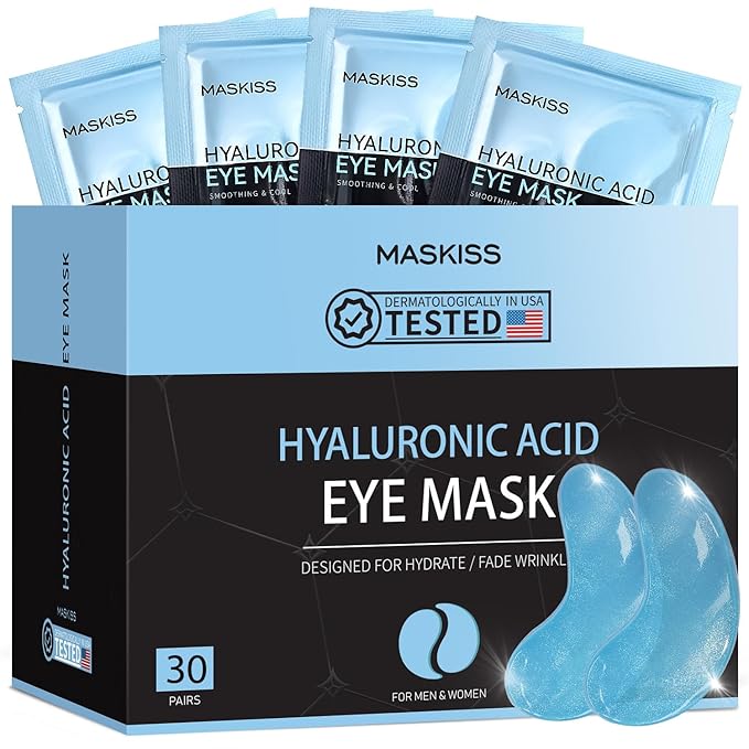 Maskiss Under Eye Patches (30 Pairs), Hyaluronic Acid Eye Masks for Dark Circles Puffy Eyes Undereye Bags, Collagen Eye Patches for Wrinkles and Hydrate, Skin Care Gift for Her