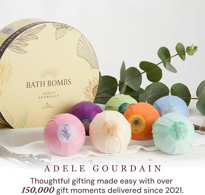 Bath Bombs Set 7 pcs - Gift Set for Women, 200g Extra Large Oversized, Mineral Bath Bombs for Sensitive Skin, Gift Set or Birthday or Mothers Day, Gift Box Valentine's Idea for Her