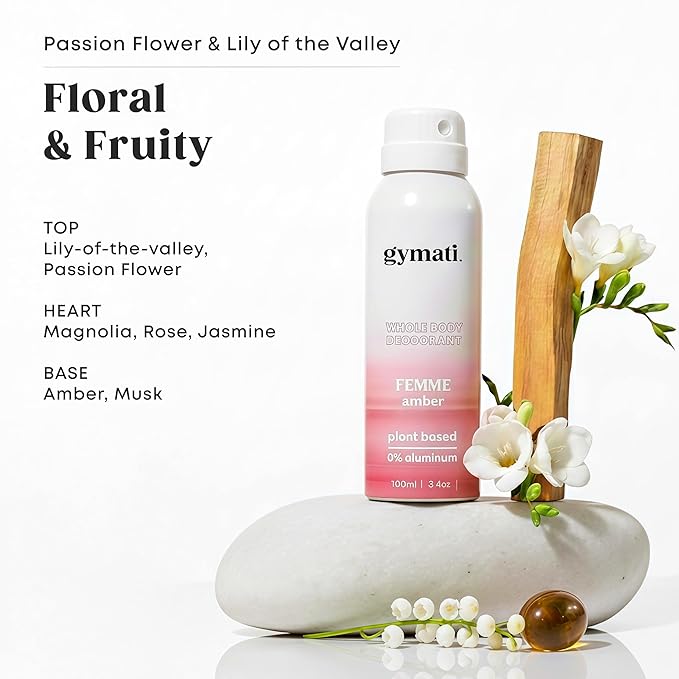 Gymati Natural Deodorant Body Spray Aluminum Free - Women - Pack of 3