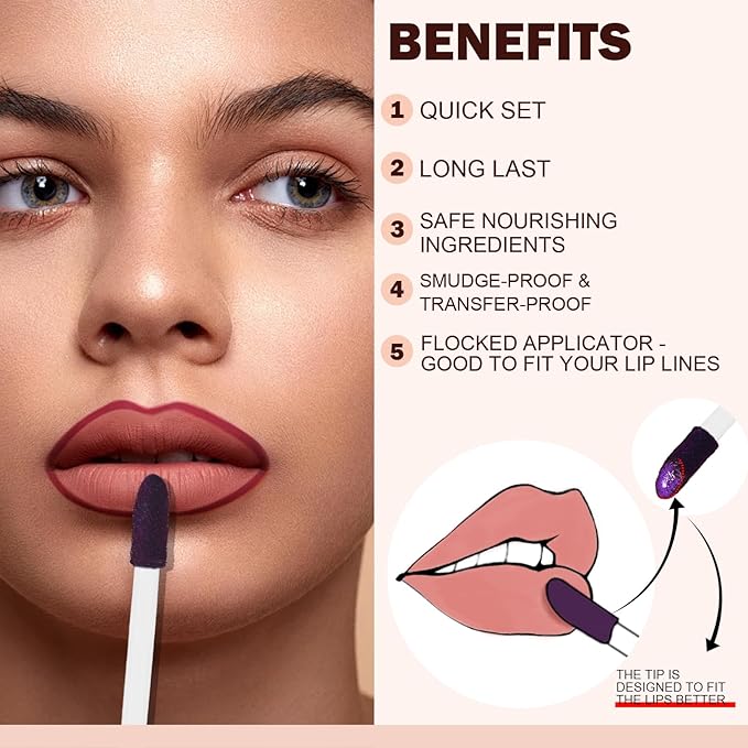 Peel Off Lip Liner Stain, Infused with Nourishing Ingredients & Vitamin E, Quick Set Lip Stain Peel Off Long Lasting For All Skin Types,#001 Nude Brown