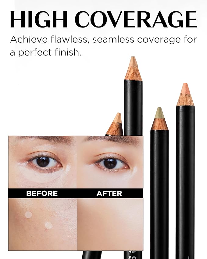 THESAEM Cover Perfection Ideal Concealer Pencil 0.04oz - 0.5 Ice Beige for Neutral Light Skin Tones 17-19 - Slim Multi-Use Pencil for Blemishes, Dark Circles & Touch-Up - Korean Makeup Concealer Stick