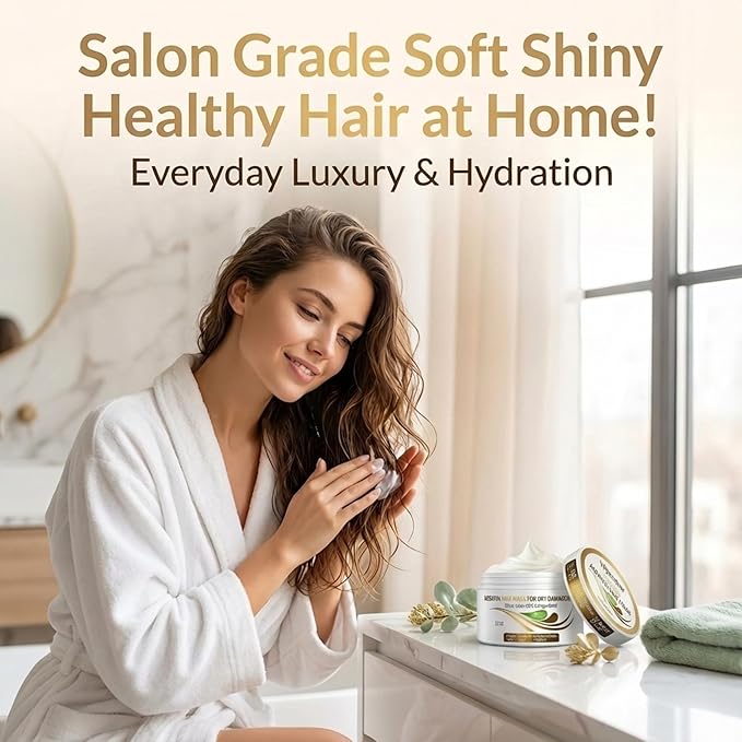 VITAMINS hair cosmetics Keratin Hair Mask - Protein Repair Keratin Treatment - Deep Conditioner for Dry, Damaged, Curly, Straight & Frizzy Hair with Biotin, Collagen & Castor Oil - 13.5 Fl Oz