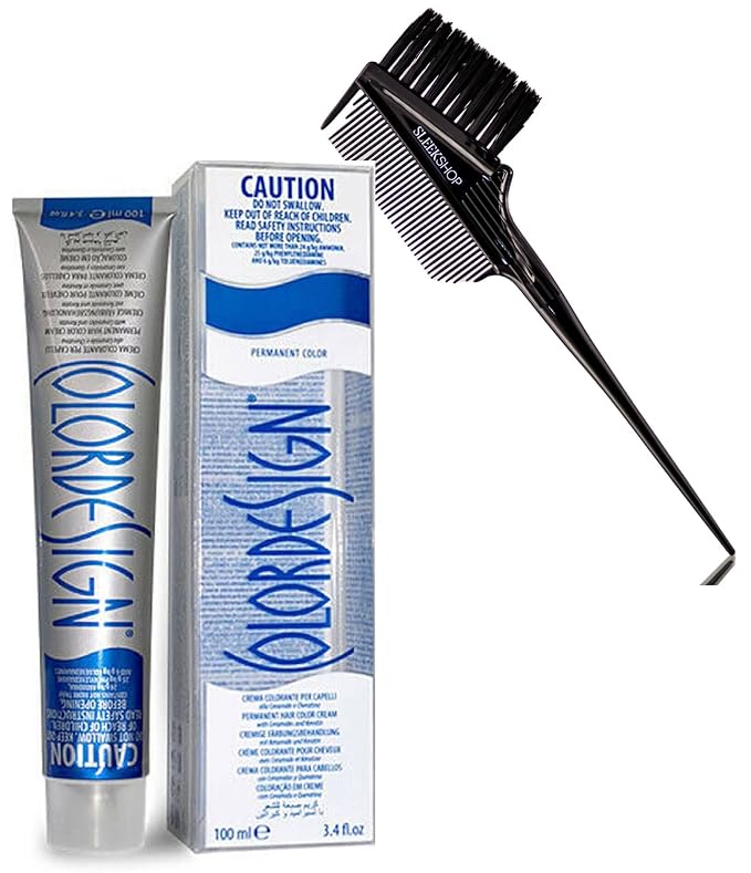 Color Design Pro Italian Colordesign Permanent Hair Color Cream (3.4 oz) Italy Creme Haircolor Dye (w/ SLEEKSHOP 3-in-1 Comb/Brush) (3 / 3N Dark Brown)