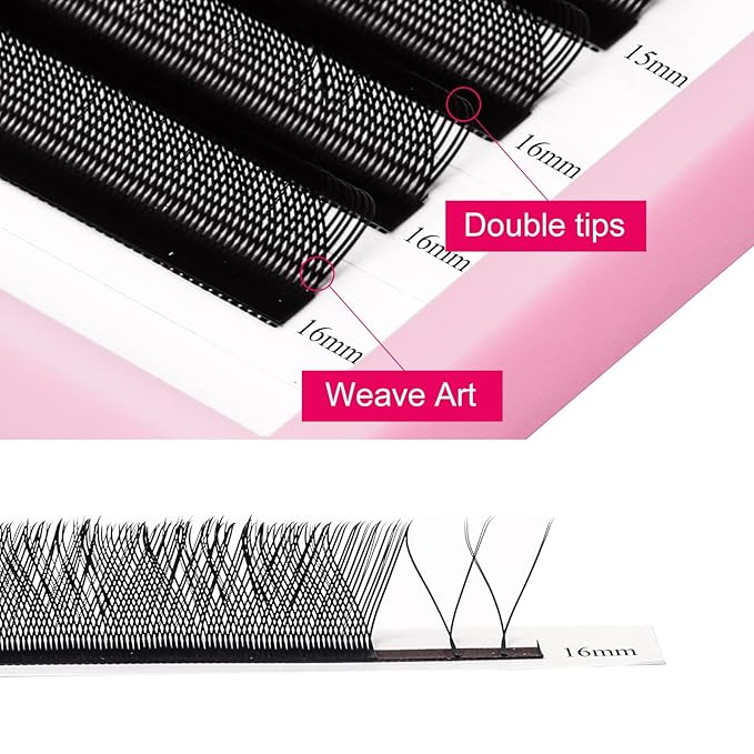 Y Lashes Extensions D Curl Mixed Tray Y Eyelash Extensions 2D 4D Premade Fans Weave Y Shape Faux Mink Matte Volume Lash Extensions Pre Fanned Wispies Crisscross (YY-0.07D, 13-16mm)