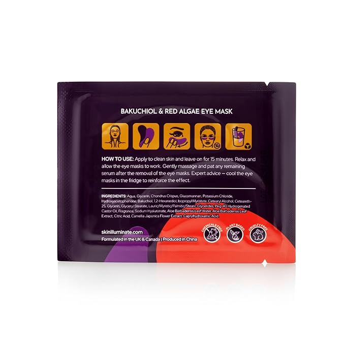Ellbe Bakuchiol Under Eye Mask – 6 Pairs Eye Patches for Puffy Eyes, Dark Circles, Wrinkles & Undereye Bags - Biodegradable – Anti-Aging Hydrating Eye Treatment for Women & Men