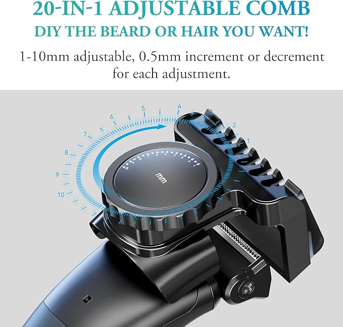 Body Hair Trimmer for Men - 6.0 Upgraded Electric Beard Trimmer, Christmas Gift 2-in-1 Dual-Head Shaver & Body Groomer for Face IPX6 Wet/Dry Use Groin & Ball Hair Painless Electric Razor Black