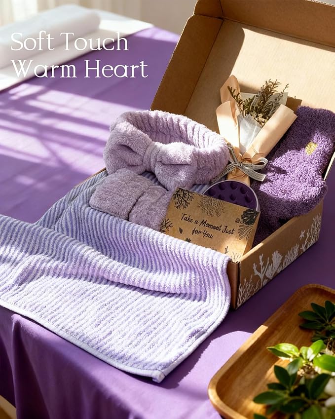 Coralogo Lavender Spa Gift Baskets - Natural Pampering Spa Set, Self-Care Get Well Soon Basket,Thank You Gifts, Unique 11pcs Gift Set for Women Wife Mom Her Birthday Valentines Day Mothers Day