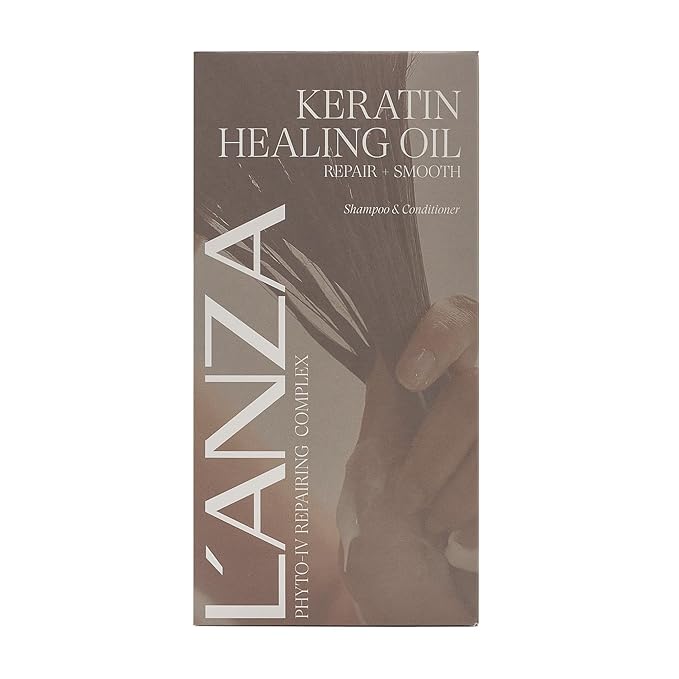 L'ANZA Keratin Healing Oil Shampoo & Conditioner Set, for Dry Damaged Hair, Moisturizing, Detangles, Reduces Breakage, Adds Shine, Anti-Frizz, Color Safe Anti-Humidity Strengthening Care, Haircare Kit