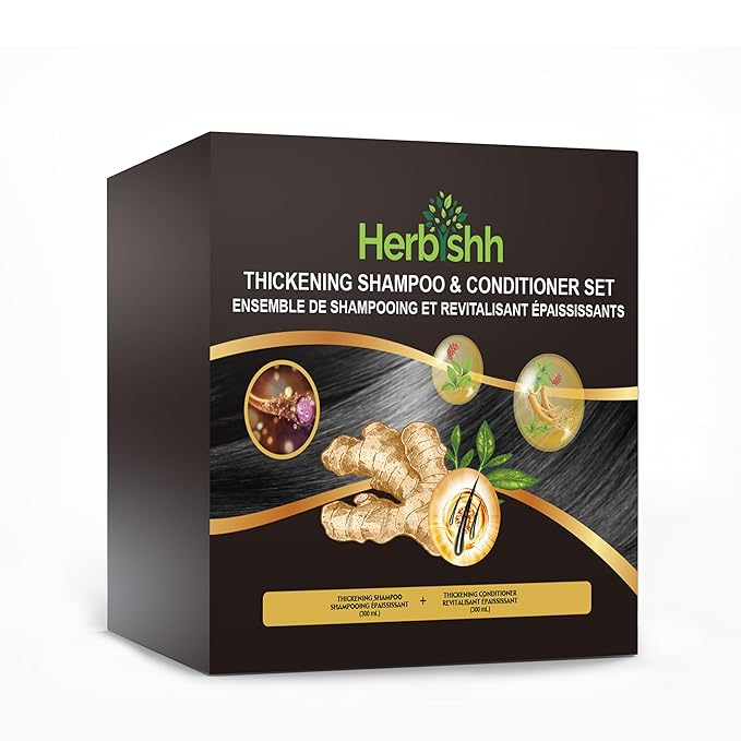 Herbishh Ginger Extract Thickening Shampoo and Hair Conditioner for Hair Thickening | Suitable for All Type Hair | Sulphates & Parabens Free
