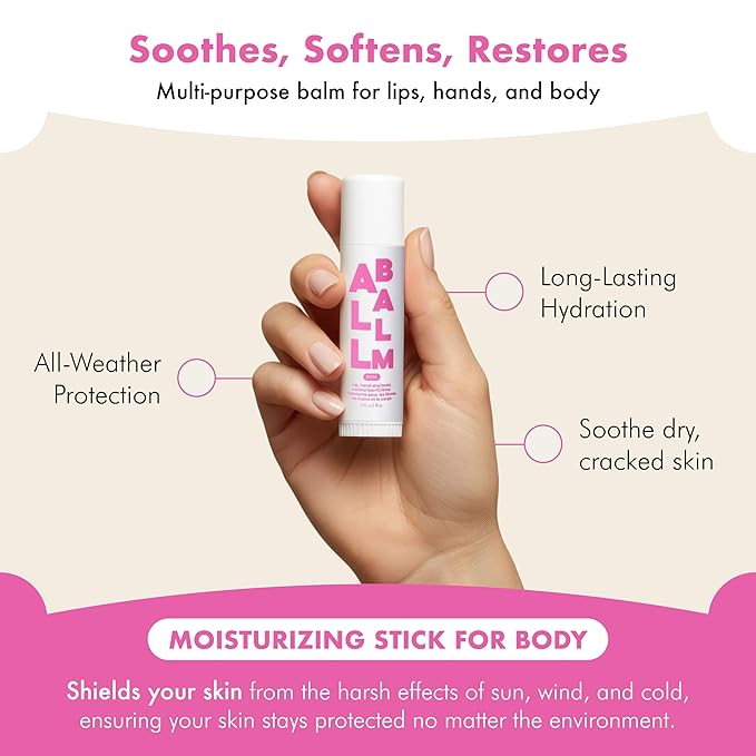 Zizia Rose Multi Balm Stick – Moisturizing and Hydrating Stick for Lips, Hands & Body – with Shea Butter, Jojoba Oil, Aloe Vera, Calendula – Beauty Moisturizer - Travel Essentials - 0.5 oz