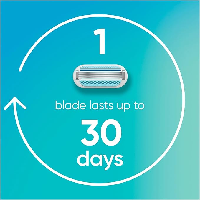Gillette Venus Smooth Razor for Women, Includes 1 Reusable Razor Handle + 2 Count 3-Bladed Refills, Ergonomic Soft Grip Handle