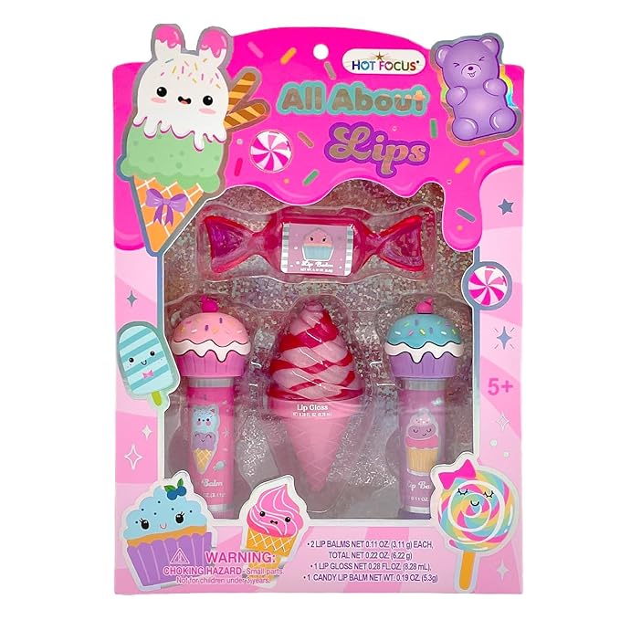 Hot Focus | All About Lips Candy Edition – Assorted Lip Gloss Flavors, Non-Toxic Lip Glosses & Makeup for Kids & Teens