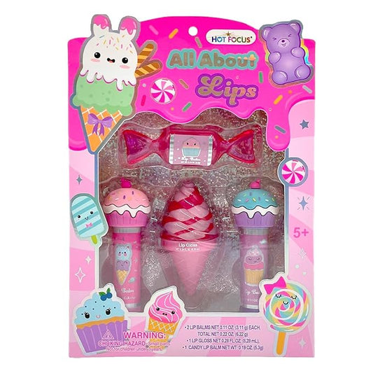 Hot Focus | All About Lips Candy Edition – Assorted Lip Gloss Flavors, Non-Toxic Lip Glosses & Makeup for Kids & Teens