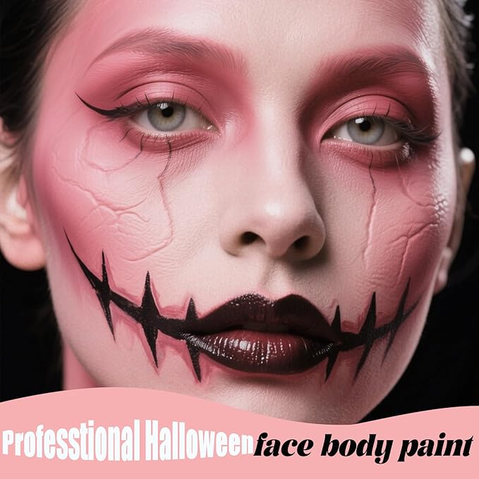 Pink Face Body Paint,Water Based Face Painting for Art Theater Halloween Party Cosplay,Sugar Skull Makeup, Clown, Costume, SFX Special Effect and Theme Parties