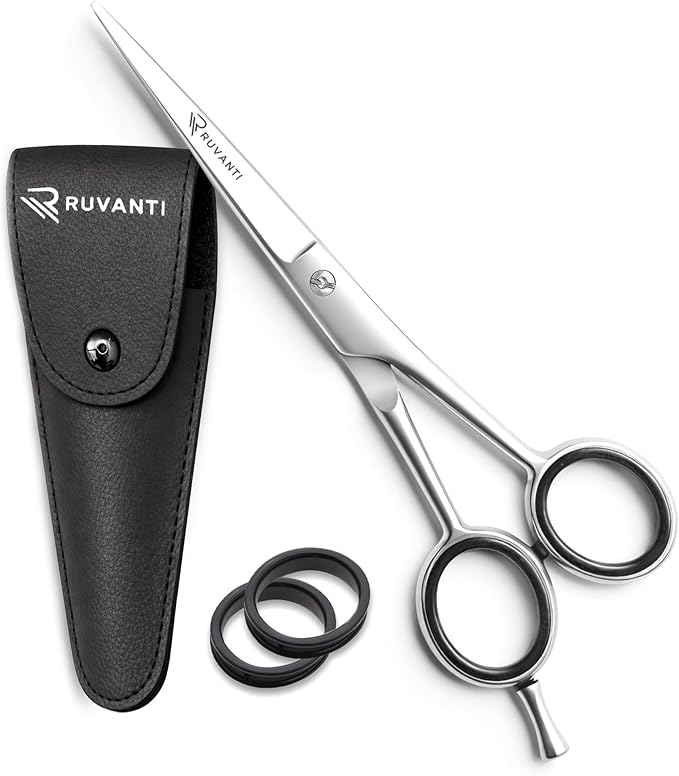 Ruvanti Hair Cutting Scissors - Professional Barber Shears for Salon & Home Use, Sharp Stainless Steel Hair Scissors with Ergonomic Grip, 6.5 Inch Right Handed