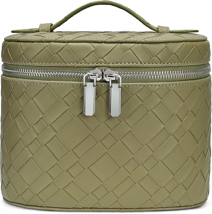 honitty Makeup Bag, Travel Make up Case with Compartments and Handle, Portable Cosmetic Organizer Bags,Toiletry Bag for Women