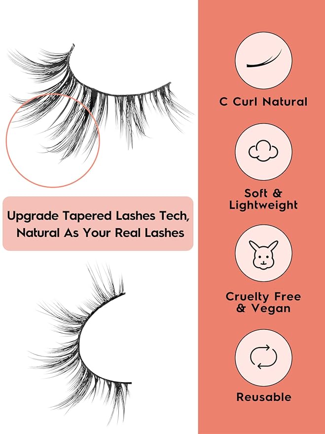 Manga Lashes Wispy False Eyelashes Natural Look 14mm Cat Eyelashes Anime Lashes 0.1mm Thin Band Manhua Lash Strips 3D Volume Strip Lash Pack C Curl Eyelash 7 Pair Siligli