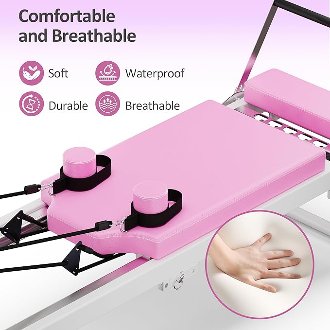 Pilates Reformer Machine, Foldable Pilates Equipment for Home Use and Gym Workout, Adjustable Resistance, 330 lbs Weight Capacity, for Advanced and Beginners Users