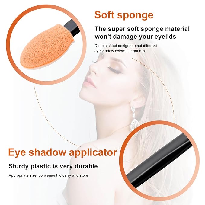 300PCS Disposable Eyeshadow Applicators, Dual Sides Eyeshadow Brushes Applicator, Eye Makeup Sponge Applicators