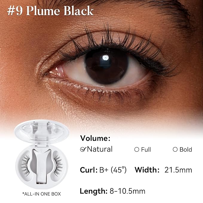 WOSADO Magnetic Eyelashes with Applicator Kit, [V9 Plume Black] Reusable Magnetic Lashes without Eyeliner, Glue-free False Lashes, Waterproof, Lightweight, Suit for Natural Makeup
