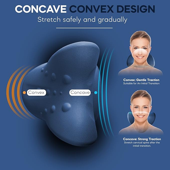 Neck Stretcher & Posture Corrector for Women and Men, Cervical Traction for Spine Alignment, Adjustable Upper Back Brace & Elastic Support for Shoulder Back Pain Relief (Dark Blue)