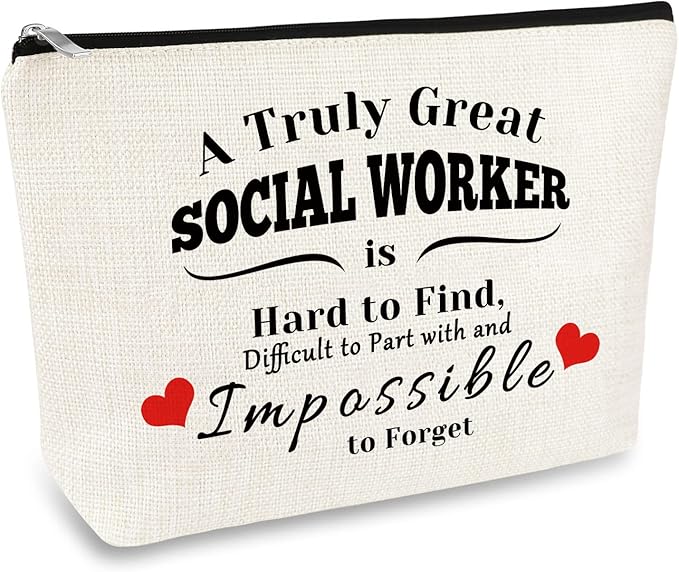 Social Worker Appreciation Gift Makeup Bag Thank You Gifts for Social Worker Birthday Graduation Gift for Employee Volunteer Social Worker Nurse Mentor Teacher Cosmetic Bag Pouch Travel Toiletry Bag