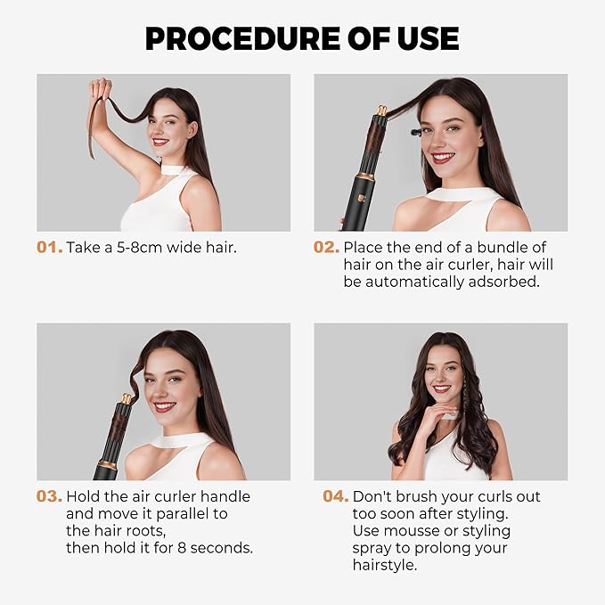 5 in ONE Hair Dryer Brush, Blow Dryer Curling Wand Hair Styling Tools Set, Ionic Hot Air Massage Oval Blowout, Left&Right Styler 100-120V