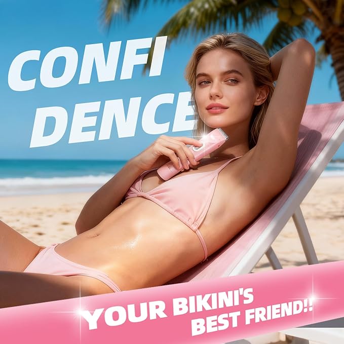 Upgrade 2-in-1 Bikini Trimmer for Women - IPX7 Waterproof & Gentle Electric Razors for Bikini Line, Legs, Underarms, Face - Portable Cordless Body Shaver for Trip, Ideal Women's Gift