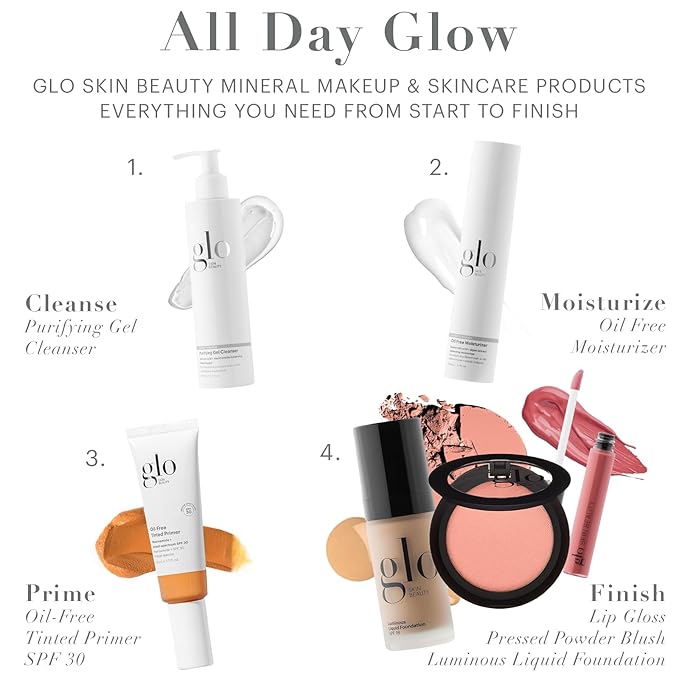 Glo Skin Beauty Luminous Liquid Mineral Foundation Makeup with SPF 18 (Café) - Improves Uneven Skin Tone, Smooths & Corrects Imperfections, Sheer to Medium Coverage, Dewy Finish