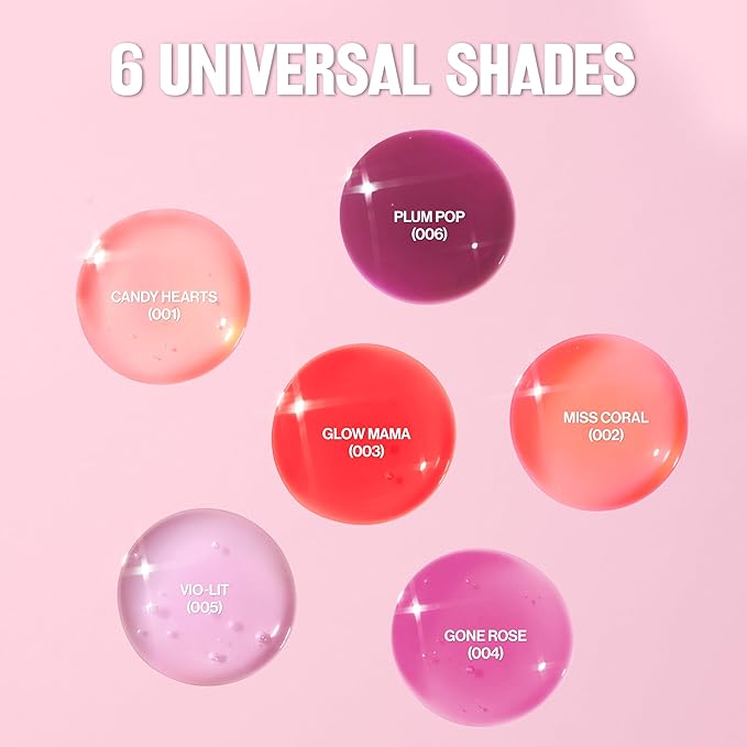 REVLON Super Lustrous Glimmer Lip Oil, Moisturizing & Tinted, Shiny Finish, Made with Plant-Based Squalane, 001 Candy Hearts, 0.13 fl oz