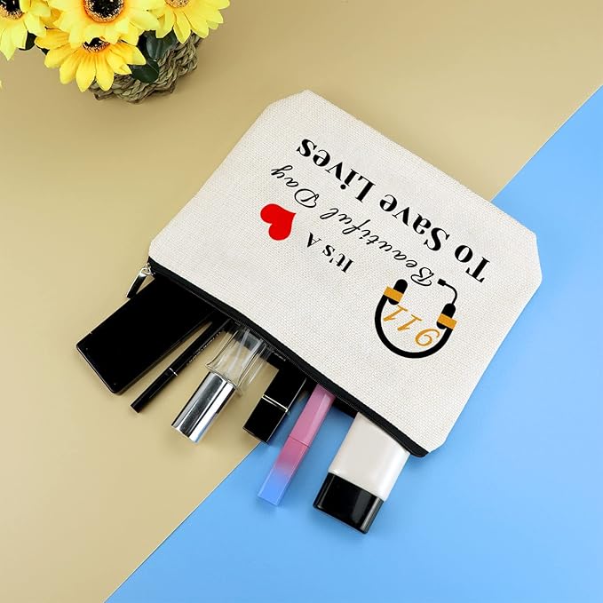 911 Operator Gift Makeup Bag Dispatcher Appreciation Gifts EMT Emergency Dispatcher Gifts Cosmetic Bag Pouch 911 Operator Thank You Gift Dispatcher Retirement Gift Birthday Christmas Thanksgiving Gift