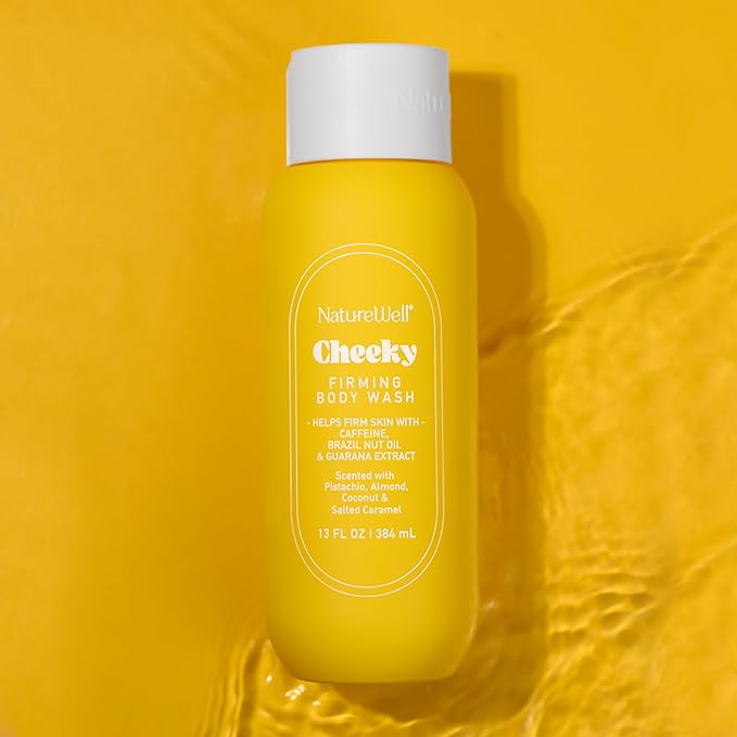 NATURE WELL Cheeky Firming & Cleansing Body Wash, Infused With Caffeine, Brazil Nut Oil, & Guarana Extract, Scented With Pistachio, Almond, Coconut, & Salted Caramel, 13 Fl Oz