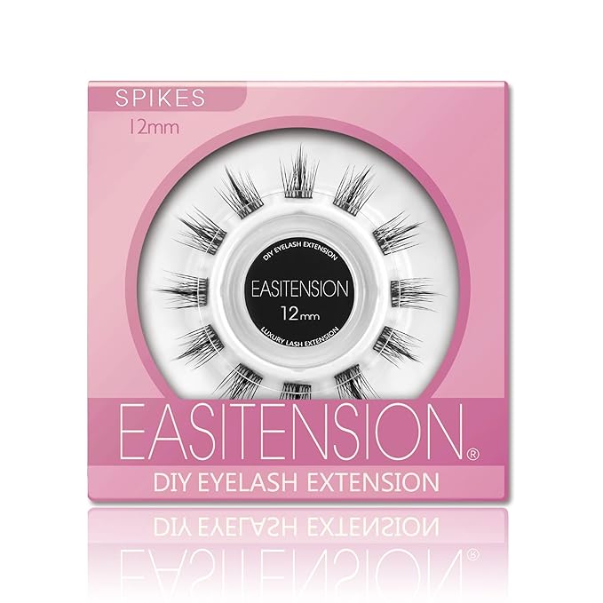 DIY Eyelash Extension, 3D Effect Individual Melt Flare Lash Cluster Natural Lashes Set, Home Eyelash Extension, D curl Lashes Pack 12mm,14mm (14MM-Spikes)