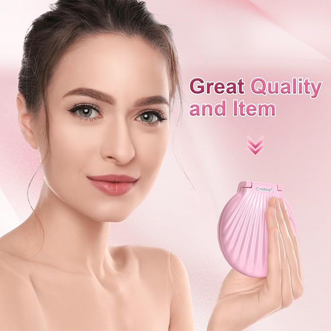Compact Makeup Mirror for Purse, Travel Compact Mirror Magnification 2x/1x, Travel Vanity Mirror Small, Mini/Hand Mirror Magnifying Mirror Portable, Lightweight & Shatterproof Unique, Pink