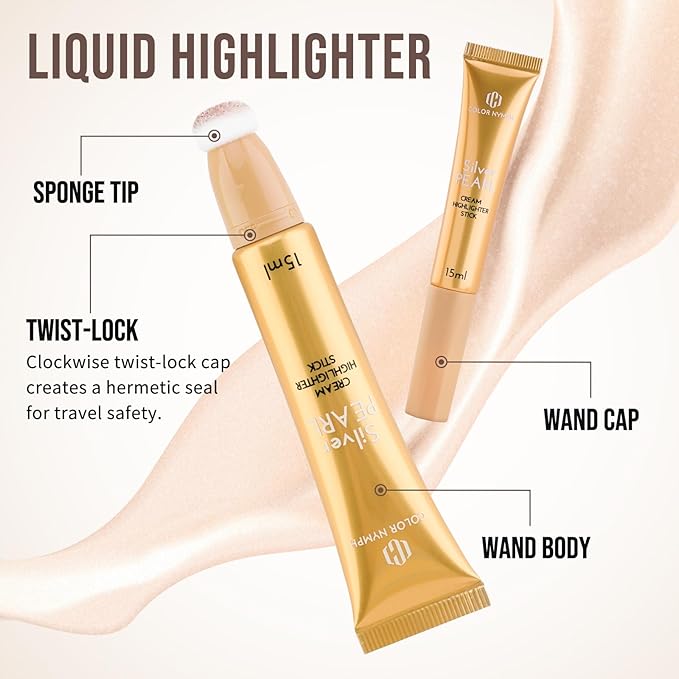 Color Nymph Makeup Highlighter Liquid Highlighters Glow Highlight Beauty Wand Moisturizing Formula Face Highlight For Beauty Sparkling Fine Texture Easy Makeup Blending Lasting - White Highlighter