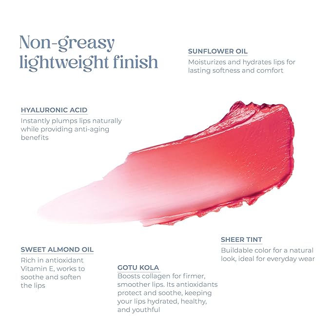 Tinted Lip Balm. Moisturizing Sheer, Buildable Lip Col 21oz