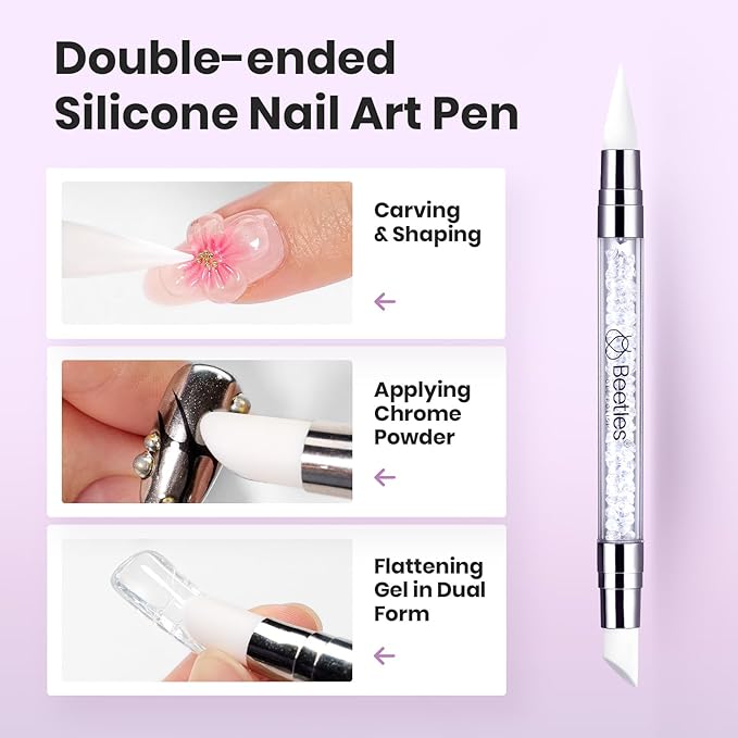 Beetles 3D Gel Nail Art Kit-Crystal Orb 3D Nail Art Clear 1 oz 5 in 1 Non-Sticky Hand Sculpting Building for Beginner DIY Salon at Home,Clear Solid Builder Nail Gel, UV & LED Lamp Cured Needed