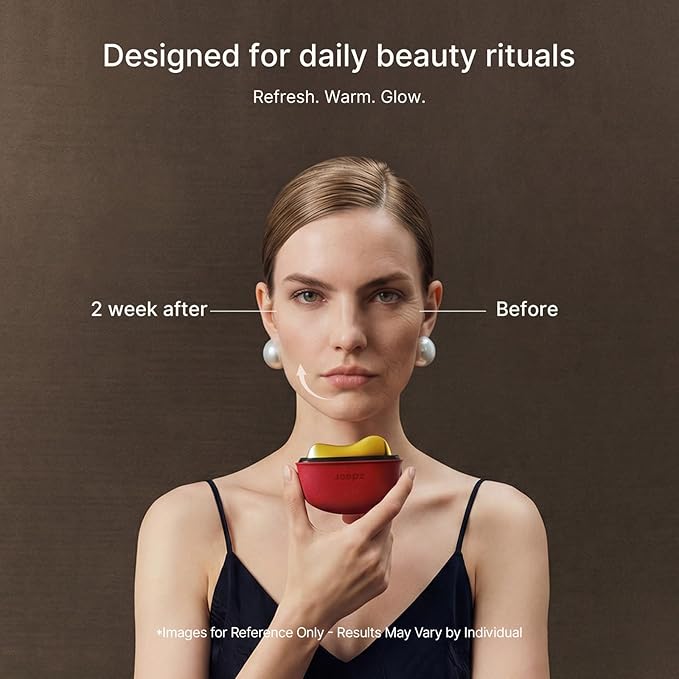 ZDEER LED Red Light for Face & Neck Massager Facial Care Device – Electric Gua Sha Brass Tool with Heat & Vibration for Firming, Sculpting & Skincare, Red