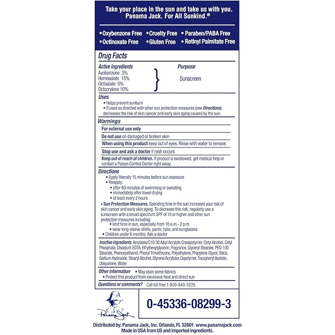 Panama Jack Sport Sunscreen Lotion - SPF 100, Broad Spectrum UVA/UVB Protection, Non-Greasy, PABA, Paraben, Gluten & Cruelty Free, 3 FL OZ (Pack of 1)