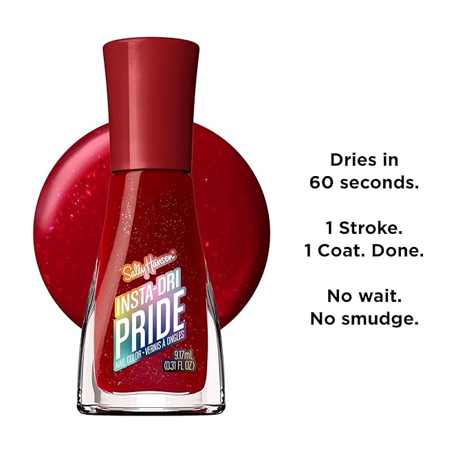 Sally Hansen Insta-Dri Pride Nail Polish | Quick Dry, Long Lasting, Streak-Free Shine | Opaque, Glossy | 769 Tot-ALLY Red | Bright Candy Red Nail Color