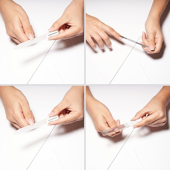 Tweezerman Glass Manicure Set Includes Nail Clipper, Cuticle Pusher, Glass Nail File, and Glass Nail Buffer
