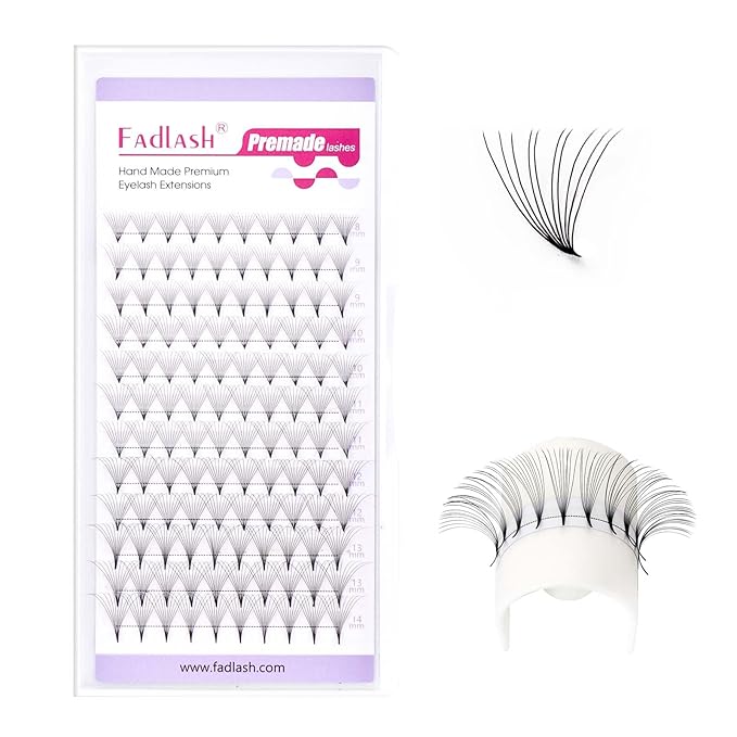 FADLASH Premade Lash Fans D Curl Premade Fans Eyelash Extensions 10D 0.05 Volume Lash Fans Premade Handmade Premade Lash Extensions Fans (10D-0.05D-8-14mm)