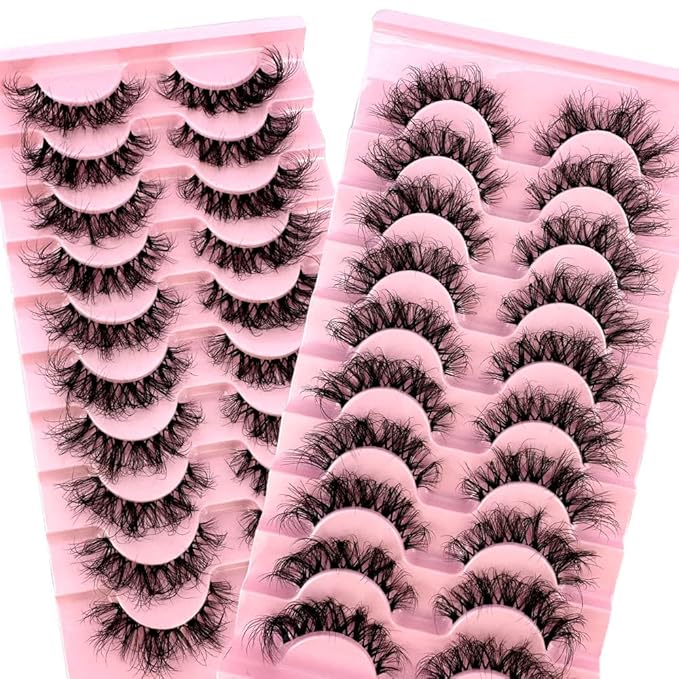 HBZGTLAD Soft Mink Eyelashes 3D Curl Winged End Eye Elongated Fake Lashes Thick Handmade Natural False Eyelash Messy Cross Lash Wholesale (LN121)