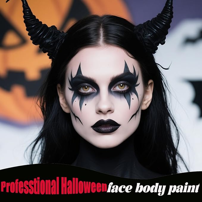 Black Face Body Paint,Water Based Cream Face Paint Halloween Makeup,Black Face Paint For Adult Carnival Cosplay Halloween SFX Skull Joker Zombie Vampire Skeleton Goth Makeup