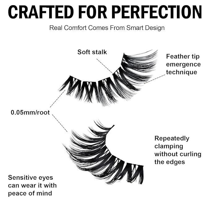 Lash Clusters 8-18mm Wispy Eyelash Clusters 144pcs Cluster Lashes DIY Individual Lashes Clusters with Soft Thin Band for Self Use,Beginner-Friendly(sylph-772)