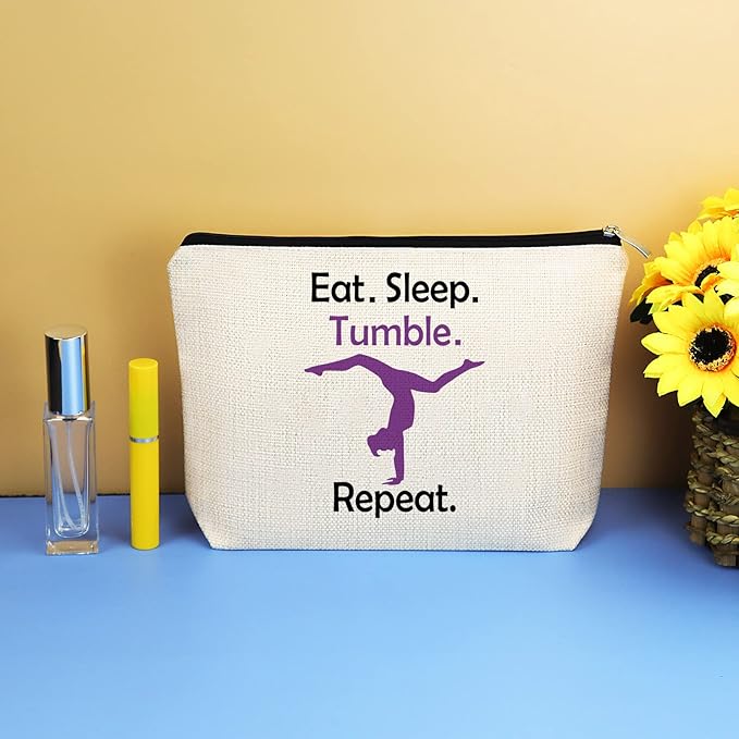 Gymnastics Team Gifts Makeup Bag Gymnastics Lover Gift Inspirational Gift for Gymnast Gymnast Quote Encouragement Gift for Women Girls Gymnastic Coach Birthday Gifts Cosmetic Bag Makeup Pouch