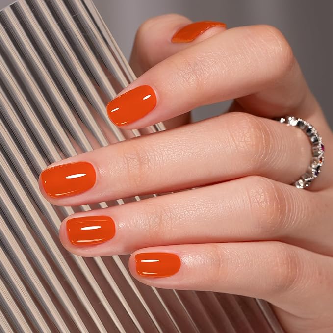 MAYCHAO 15ML Jelly Orange Pumpkin Gel Nail Polish 1Pc Transparent Fall Orange Gel Polish Soak Off UV LED Translucent Nail Polish Nail Art Starter Manicure Salon DIY at Home, 0.5 OZ