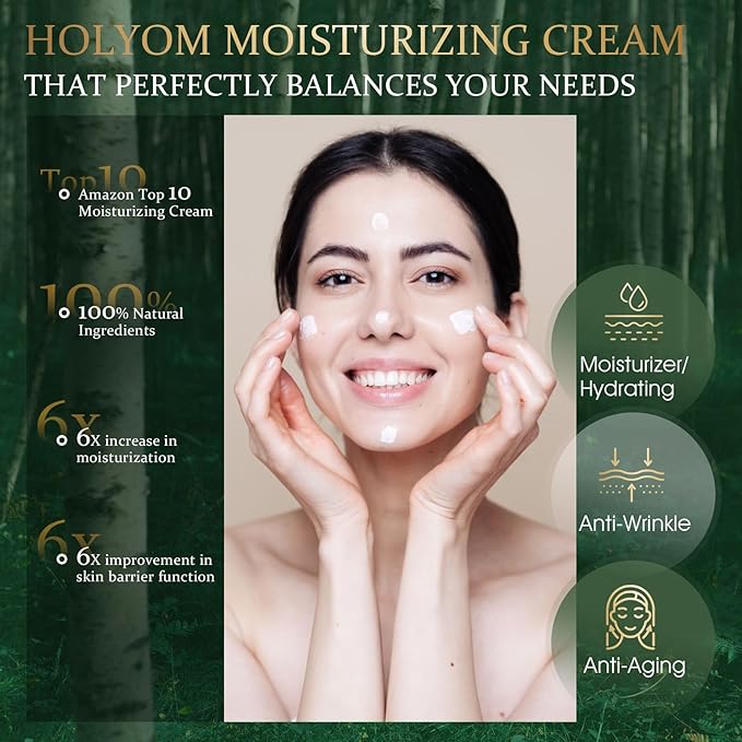 HOLYOM Moisturizing Crepe Fix Cream – Tightens and Firms Face, Neck & Body, Anti Wrinkles for Crepey and Sagging Skin, Christmas Gift for Men & Women, 1.75 Fl Oz