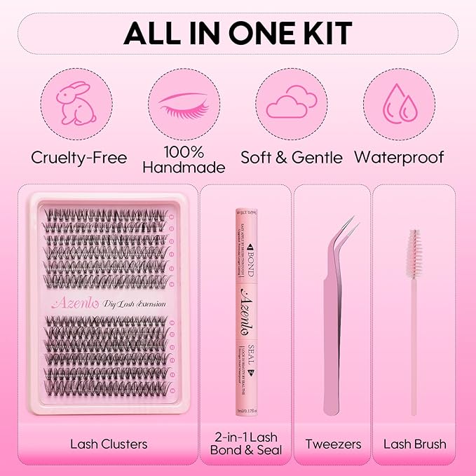 Lash Extensions Cluster DIY Lashes 240pcs 30D 40D 10-16mm Eyelash Clusters Individual Lashes Lash Kit Think Band Lash Kit(30D+40D Kit)